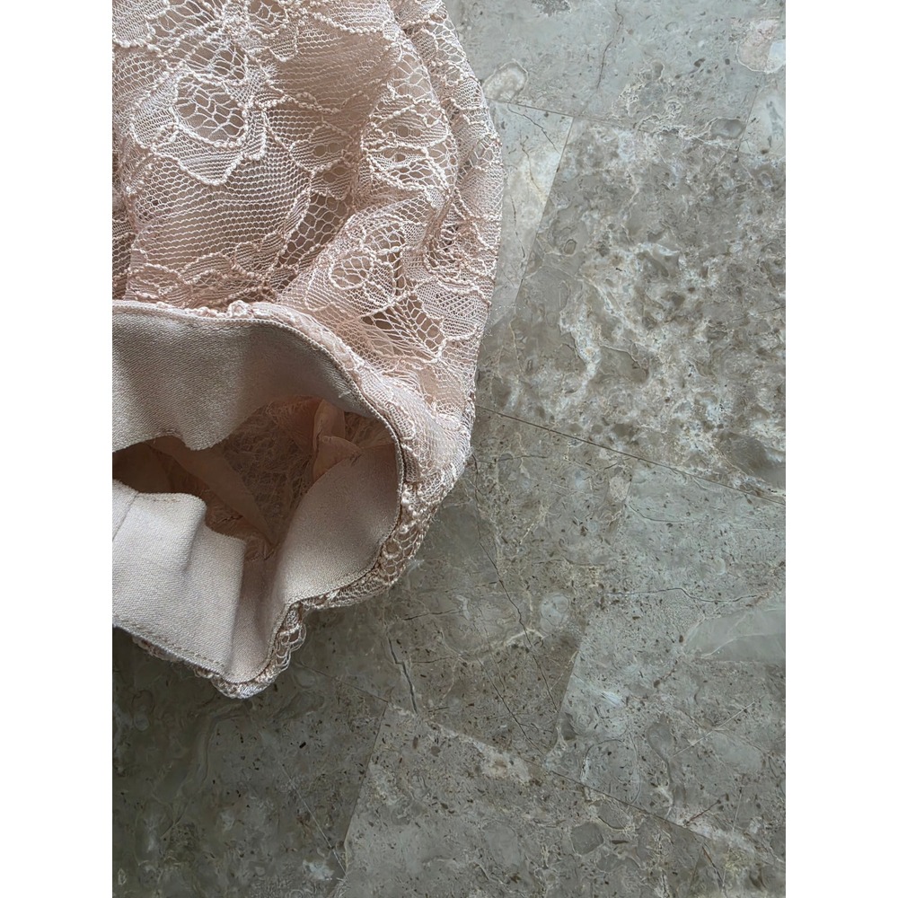 Alice + Olivia Pink Silk Lace Puff Sleeve Top Crew Neck Womens Small - Picture 11 of 15
